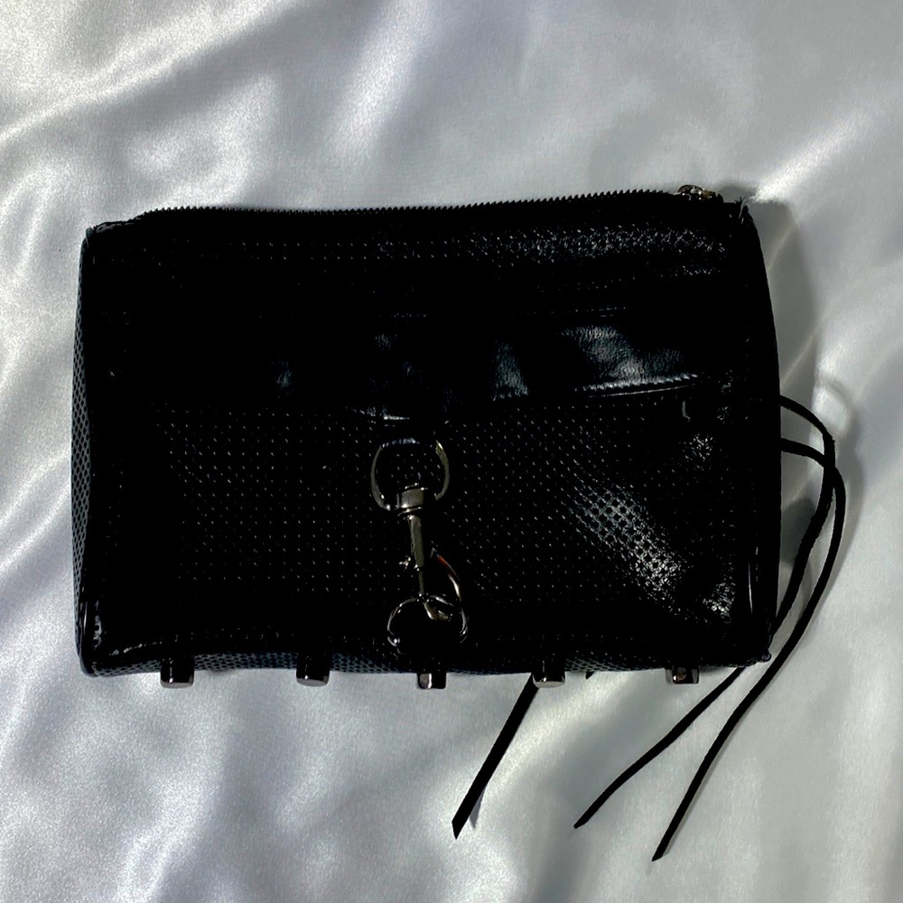 Mini black Mac Crossbody bag performated black leather